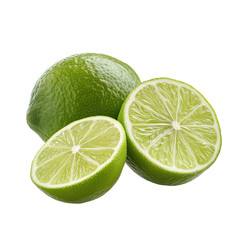 green lime isolated on transparent background