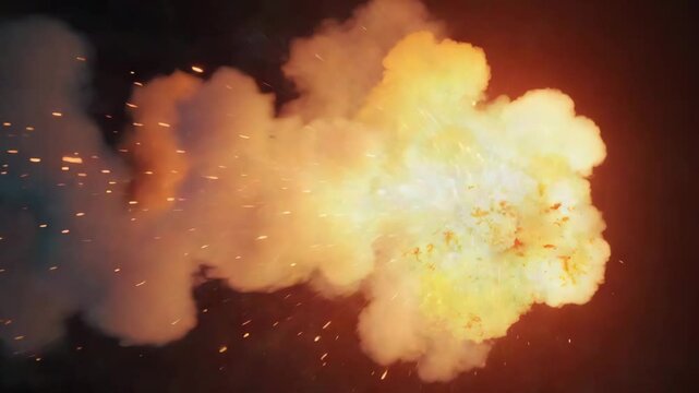High Impact Slow Motion Explosion with Flames