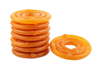 Fototapeta premium Stack of jalebi sweets isolated on transparent background