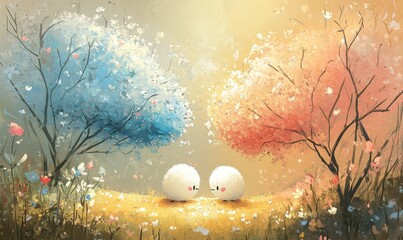 Niebieski i R&oacute;żowy Drzewka, Spotkanie Dusz