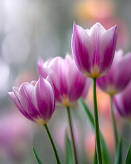 Fototapeta premium A bouquet of pink and white flowers with a yellow center