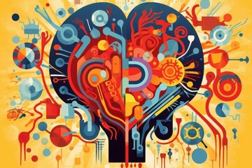 Obraz premium Serce z abstrakcyjnymi wzorami i symbolami