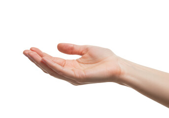 Open woman s hand isolated on transparent background