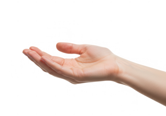 Open woman s hand isolated on transparent background