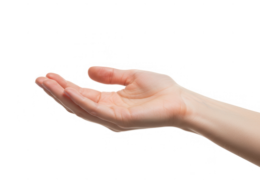 Open woman s hand isolated on transparent background