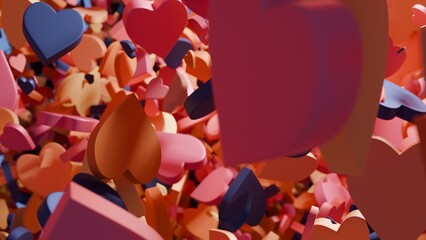 An explosion of soft pale pinkish love hearts 