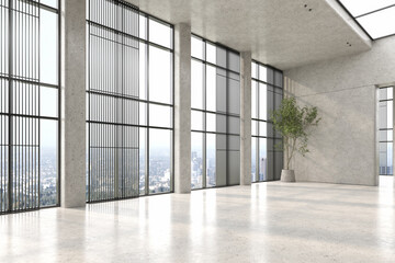 Modern style empty conceptual reception interior room 3d illustration