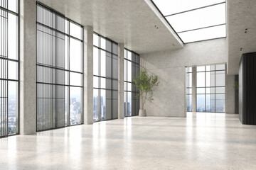 Modern style empty conceptual reception interior room 3d illustration