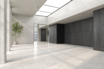 Modern style empty conceptual reception interior room 3d illustration