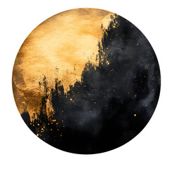 Naklejka premium PNG Black and gold watercolor sphere background art illustration.