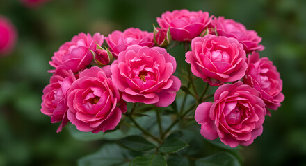 Obraz premium Pink roses, Rose bush, Roses, Cluster of Pink Roses in Bloom