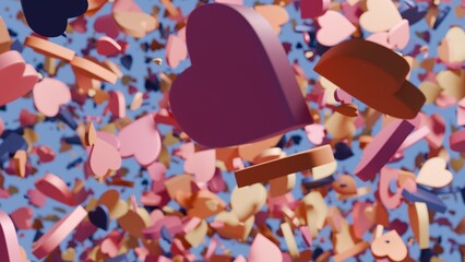 Pinkish colorful love explosion with a light blue background