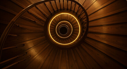 Spiral staircase, Wooden staircase, Wood, Illuminated Spiral Staircase