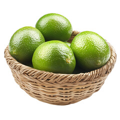 fresh limes in basket isolated on transparent background