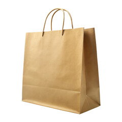 brown paper shopping bag isolated on transparent white background, clipping path