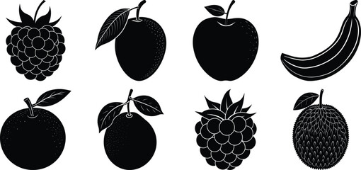 Set of fruits and vegetables on a white Background