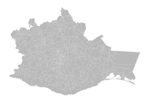 Oaxaca, Mexico &ndash; administrative vector map with municipality boundaries (Web Mercator projection, PPT-compatible & fully editable)