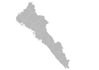 Sinaloa, Mexico – administrative vector map with municipality boundaries (Web Mercator projection, PPT-compatible & fully editable)