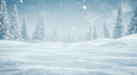 Naklejka premium Winter, Snow, Snowy, Snowy Winter Landscape with Falling Snow