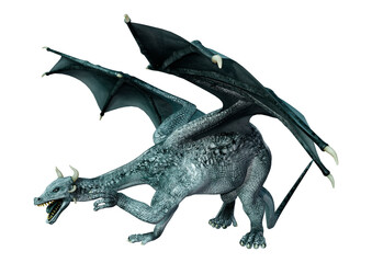 3D Rendering Fairy Tale Dragon on White