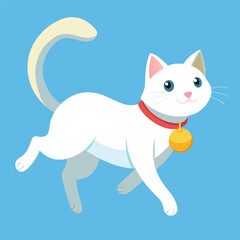 Ghost cat translucent feline with floating tail vector illustration