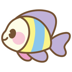 cute kawaii Fish outline cartoon doodle illustration