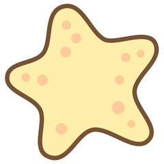 cute kawaii Starfish outline cartoon doodle illustration