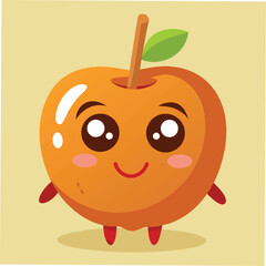 Happy caramel apple with googly eyes and stick arms vector illustration