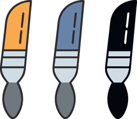 Colorful Paintbrush Vector Icon Set, Brush Tool Icon, Brush Symbol, Artist Paint Brushes with Color Bristles Graphic, Painting Tools Illustration