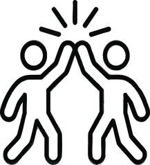 Vector Silhouette of Two People High-Fiving with Celebration Lines Above Hands