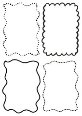 Collection of hand drawn quirky whimsical frames in black on white