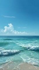 Fototapeta premium Tropical summer beach with blue sky and ocean waves