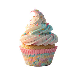 Delicious unicorn cupcake isolated on a white background
