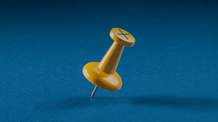 Yellow map pin on a blue background