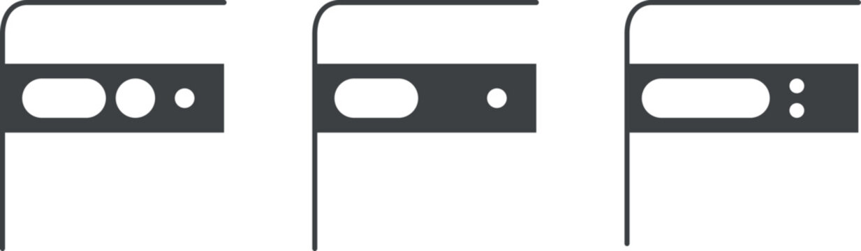 Smartphone camera lens module icon showing four lenses. Google Pixel telephoto, wide lens and flash