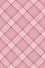 Pretty pastel pink and lilac diagonal plaid pattern.  Perfect for textile design, fashion, websites, or branding.  Subtle and elegant, this seamless texture evokes feelings of calmness and femininity.