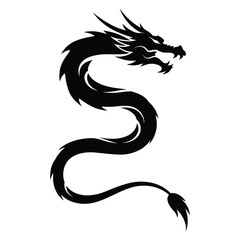 Black Dragon Tribal Tattoo Art Vector