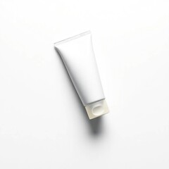 Blank white plastic tube, angled, on white background