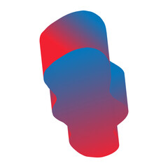 Abstract 3d figure element in children's doodle style in bright cartoon gradient color on white background