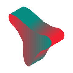 Abstract 3d figure element in children's doodle style in bright cartoon gradient color on white background