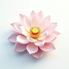 Isometric Grand and Serene Pink Lotus Flower, Beautifully Rendered Digitally