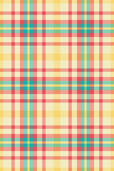 Festive textile fabric vector, decorative pattern check tartan. Open texture seamless background plaid in light and red colors.