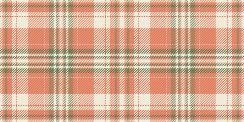 Elegant coral, cream, and olive green plaid pattern.  Perfect for textile design, website backgrounds, or seasonal projects.  This subtly textured repeat seamlessly tiles for versatile application.