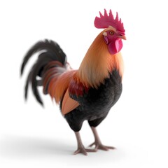 Fototapeta premium Detailed Rooster Portrait with Vibrant Plumage and Bright Pink C