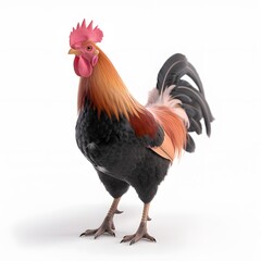Fototapeta premium Detailed Studio Portrait of a Vibrant Rooster with Striking Feat