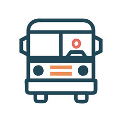 Public Transportation Bus Icon Vector, Bus Front View Graphic, Transit Vehicle Front View Illustration, Passenger Bus Icon, School Bus Vector