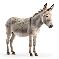 Obraz premium Clean Donkey Standing on White Background, 8K Studio Portrait