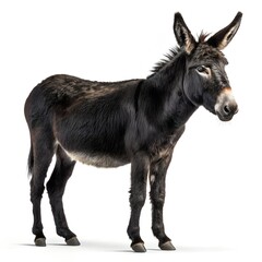 Clean Donkey Standing on White Background, 8K Studio Portrait
