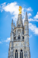 Low angle view of the top of Tour Pey Berland tower in Bordeaux, France