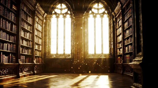 Sunlit library interior